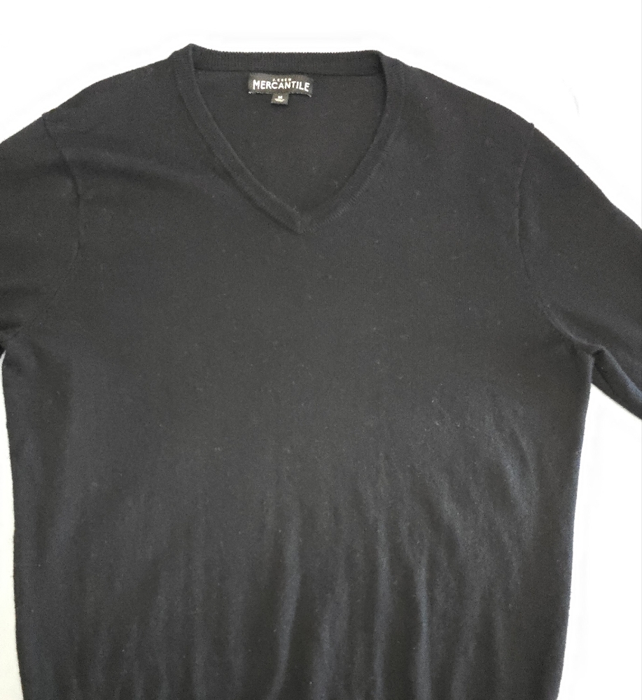 J. Crew Mercantile Sweater Black Wool Blend Long Sleeve Preppy Pullover M